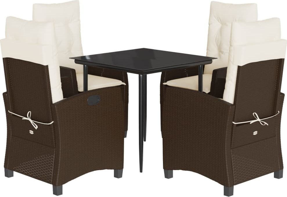 vidaXL vidaXL 5-cz. zestaw mebli ogrodowych z poduszkami, brązowy, polirattan