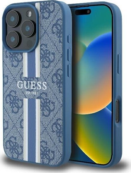 Guess GUHMP16LP4RPSB iPhone 16 Pro 6.3" niebieski/blue hardcase 4G Printed Stripes MagSafe
