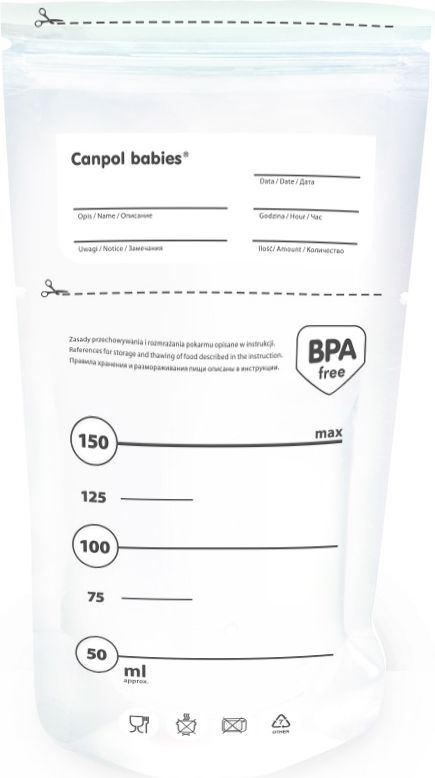 Canpol Woreczki na pokarm biały 20x150ml