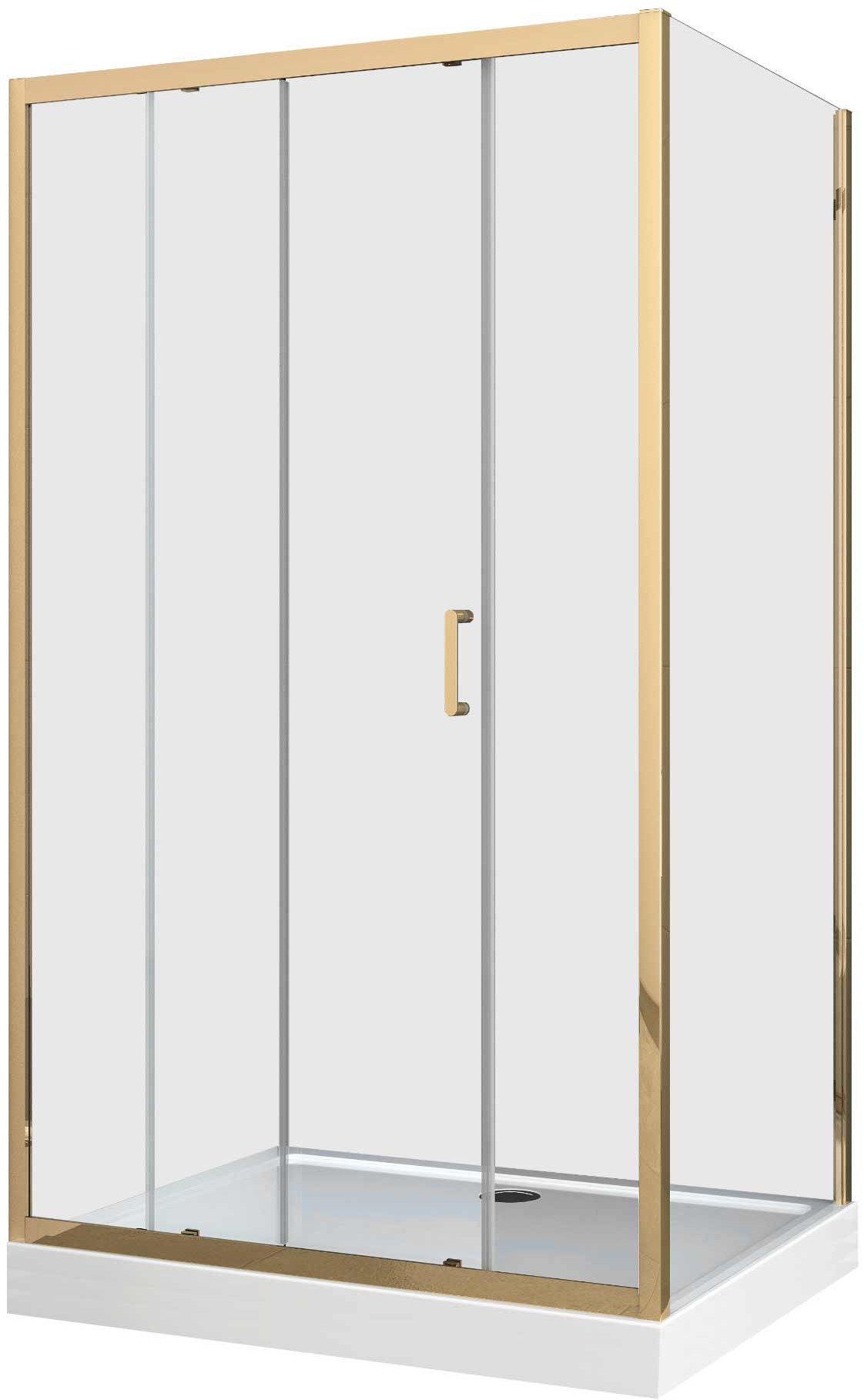 Szklana kabina prysznicowa prostokątna złota 100 x 80 185 cm 5mm