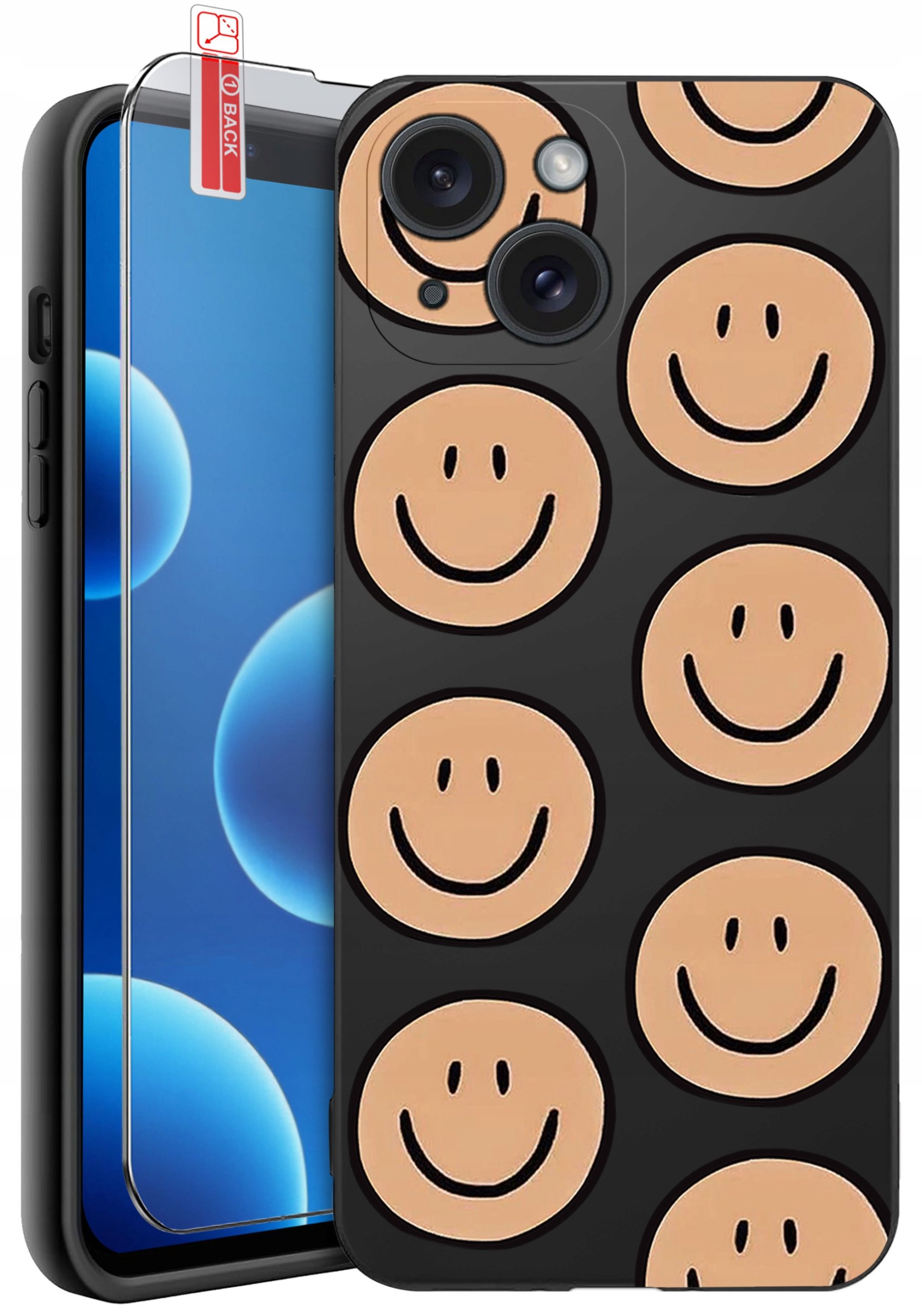 ETUI do iPhone 13 | 14 | WZORY | SILIKONOWE MATT CASE + SZKŁO 9H