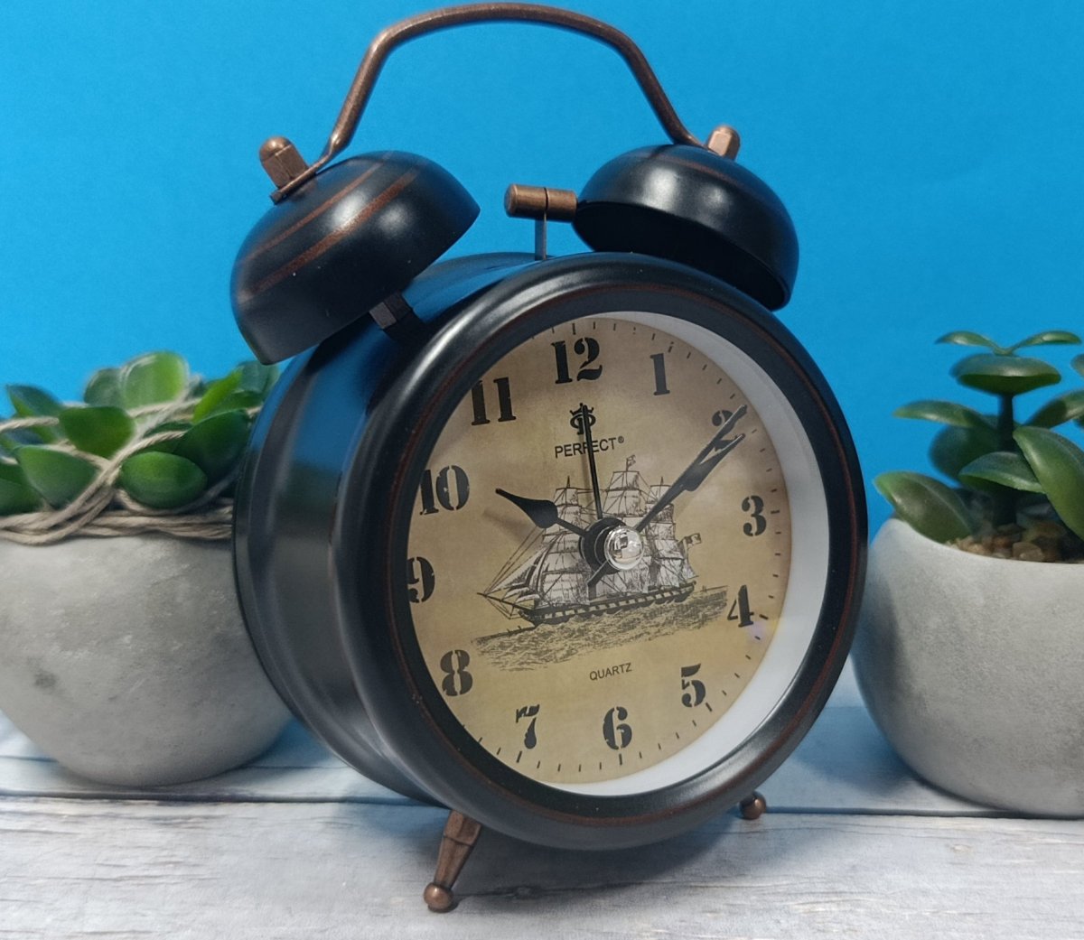 Perfect Budzik PT500-1320-4 retro 9 cm podświetlenie cichy chód