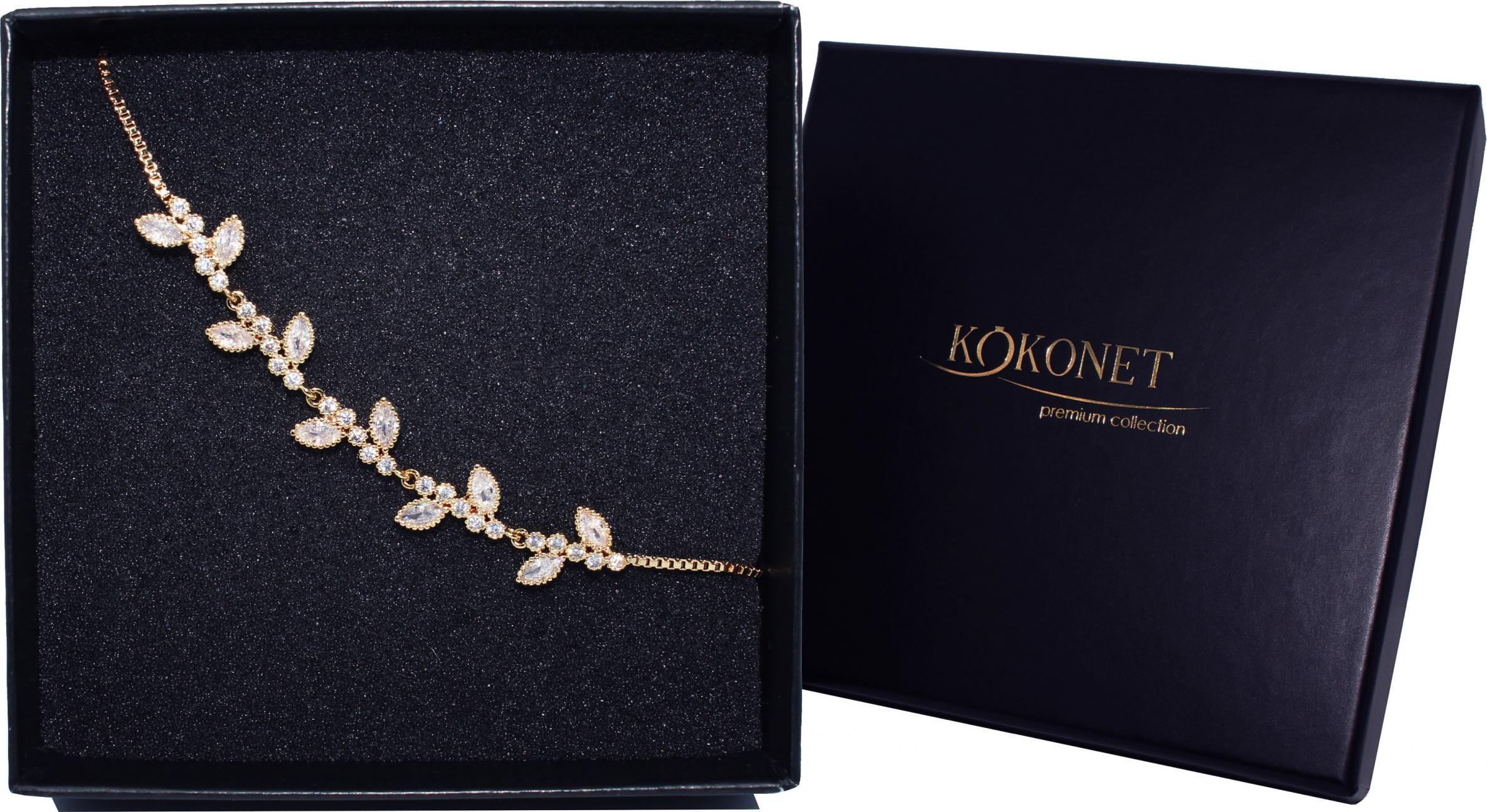 KOKONET BRANSOLETKA ślubna złota delikatna regulacja BOHO