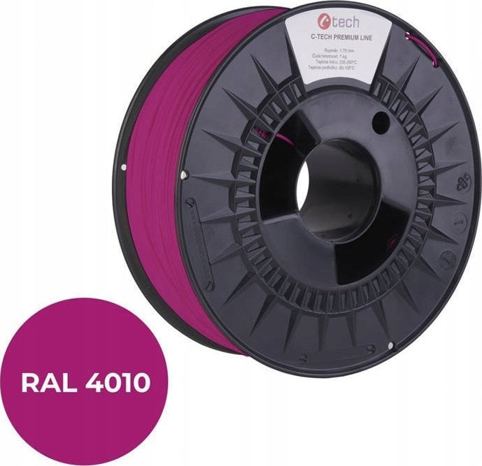 C-Tech Filament 3D C-TECH PREMIUM LINE PETG RAL4010 1,75mm 1kg Telemagenta