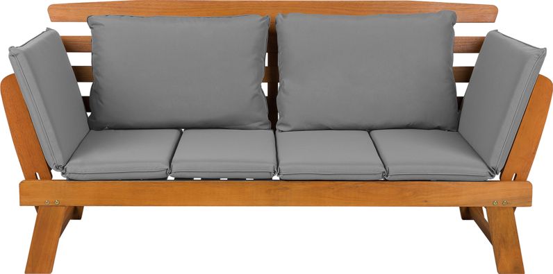 Beliani Sofa ogrodowa drewniana jasna z regulowanymi podłokietnikami PORTICI