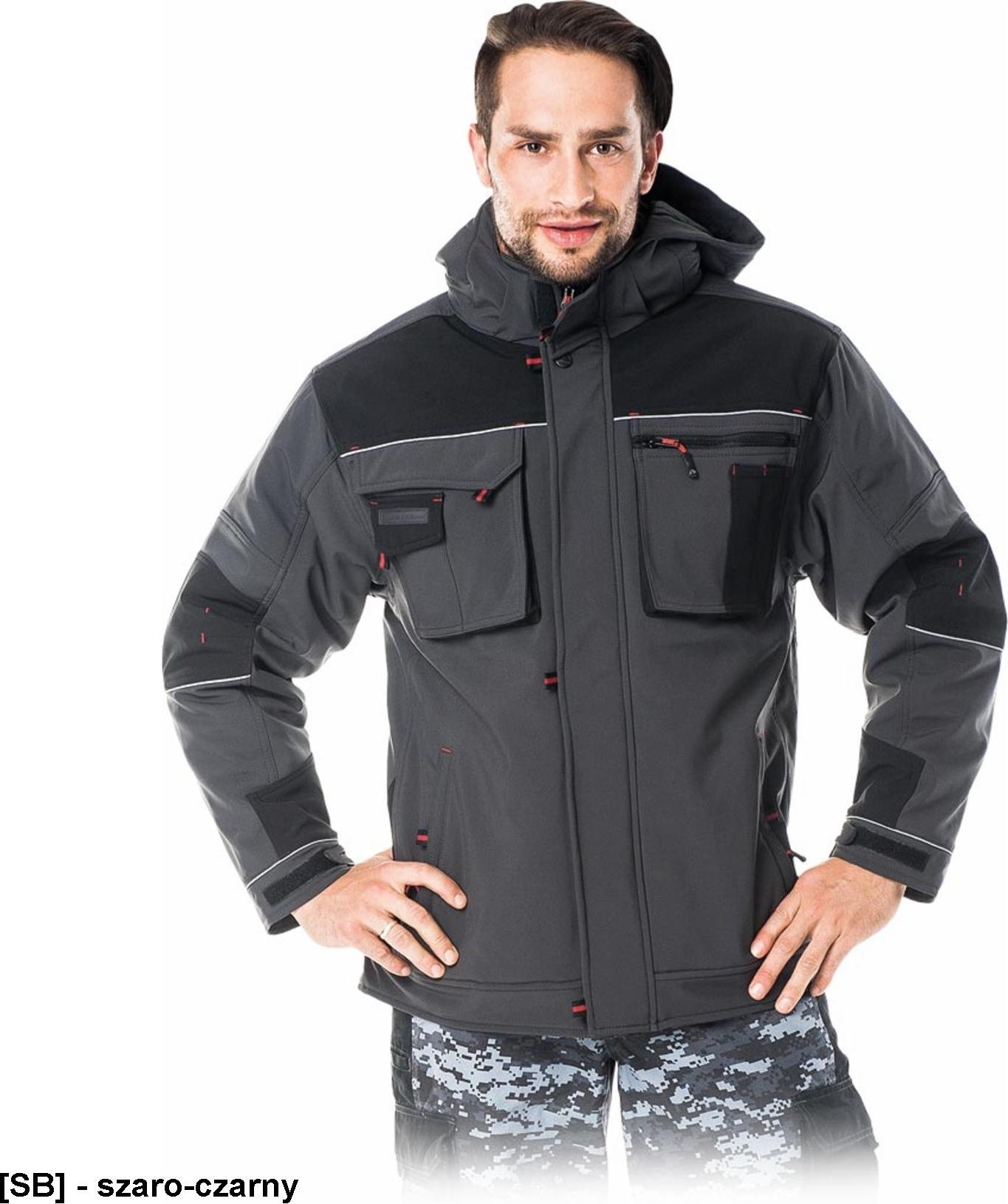 R.E.I.S. LH-STORM - Kurtka ochronna z materiału SOFTSHEL dodatkowo ocieplana M