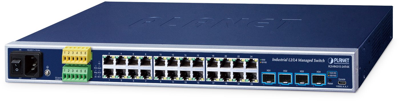 Switch Planet IP30 19 Rack Mountable Industrial L2/L4 24-Port 10/100/1000T + 4-Port 10G SFP+ Managed Switch Zarządzany przełącznik L2/L4 Gigabit Ether