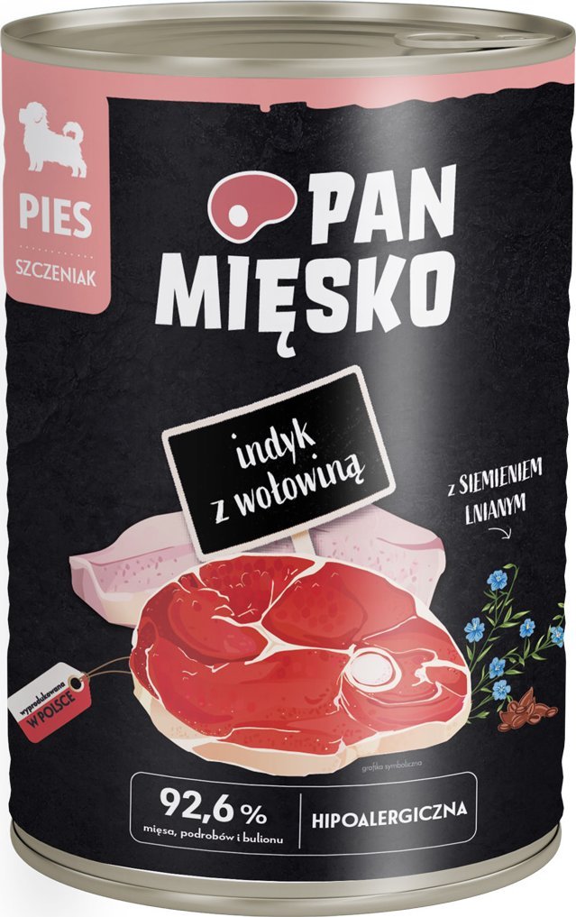 Pan Mięsko Karma mokra dla szczeniąt Indyk i Wołowina 400g