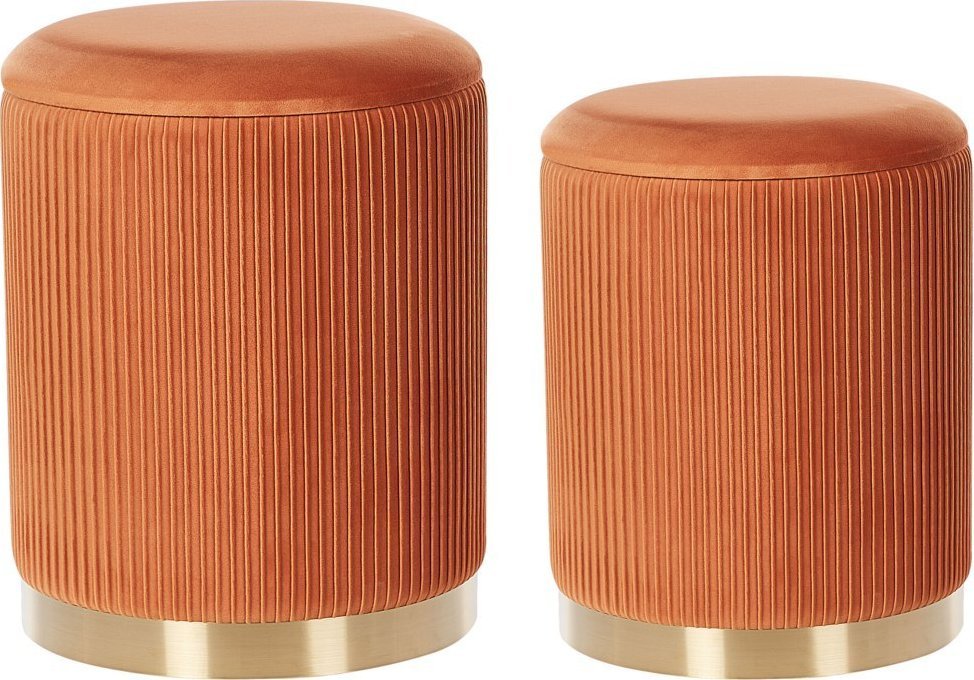 Beliani Zestaw 2 pufów ze schowkiem pomarańczowy MIRAMAR