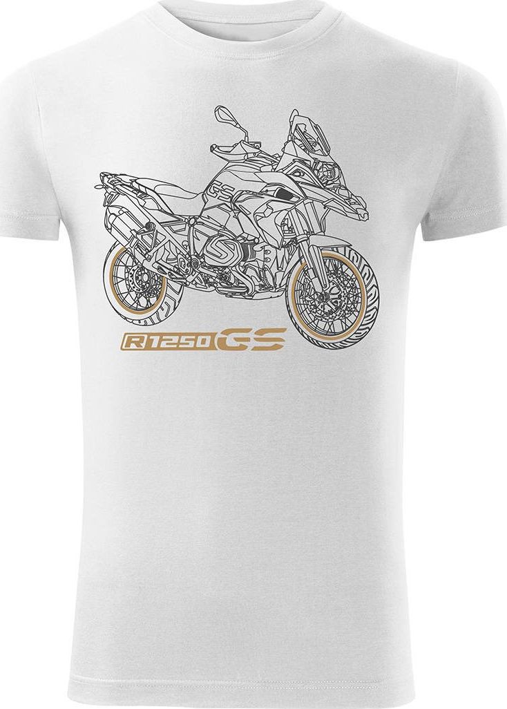 Topslang Koszulka motocyklowa z motocyklem BMW GS 1250 ADVENTURE męska biała SLIM S