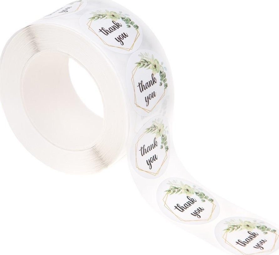 Naklejki na rolce thank you kwiatowe 500szt