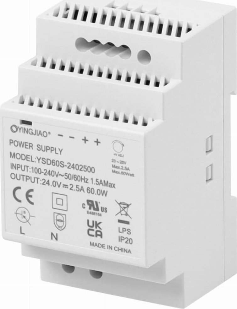 YingJiao ZASILACZ IMPULSOWY NA SZYNĘ DIN YINGJIAO YSD60S-2402500 24V/60W/2,5A