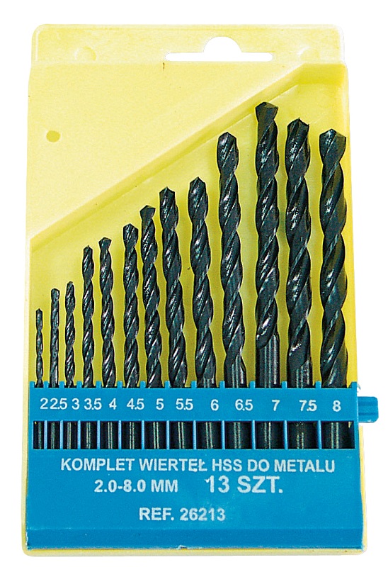 Wiertło Mega do metalu HSS walcowe 2 7 4,5 4 5,5 5 3 2,5 3,5 6 6,5 7,5 8mm zestaw (26213)