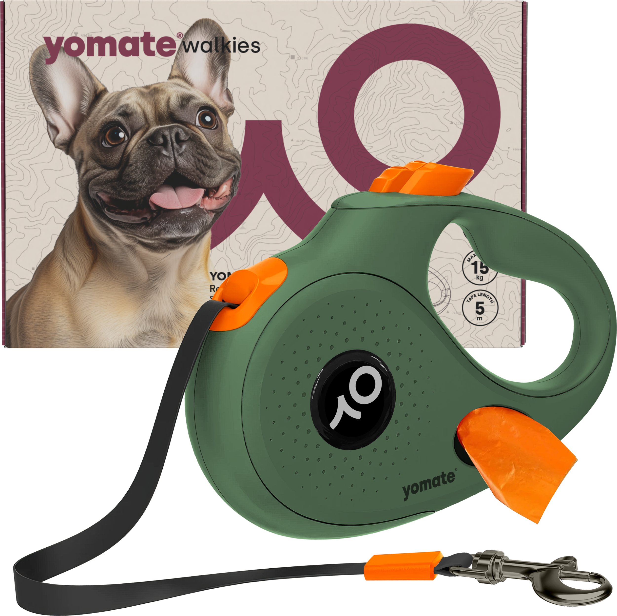 YOMATE! SMYCZ AUTOMATYCZNA DLA MAŁEGO PSA ZWIJANA Z BLOKADĄ