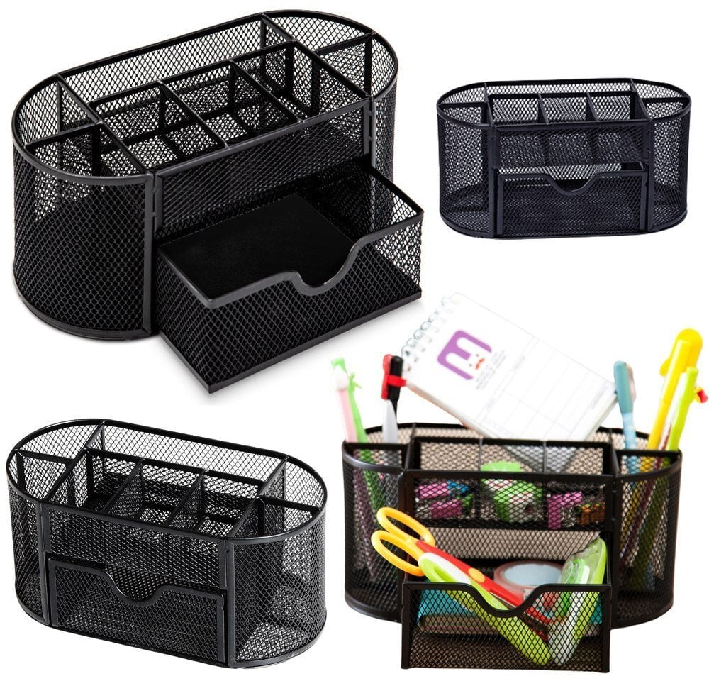 Pojemnik Organizer Na Przybory Biurowe Metalowy Czarny EDUKAMP