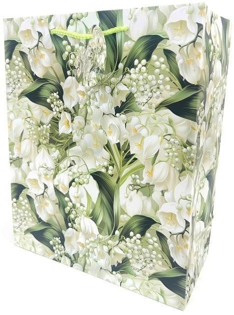 Torebka ozdobna matowa 26x32x12cm Konwalie