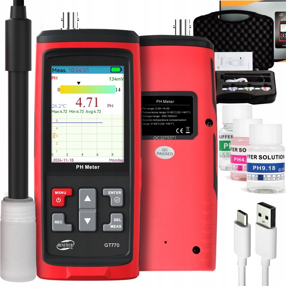 Benetech MIERNIK pH i TEMPERATURY Tester wody Kwasomierz ATC Autokalibracja Napięcie