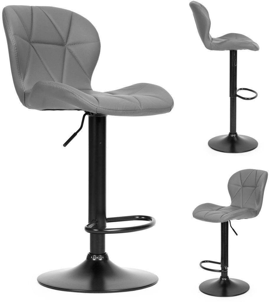 ModernHome Hoker stołek barowy obrotowy regulacja wysokości podnóżek szary EDUKAMP