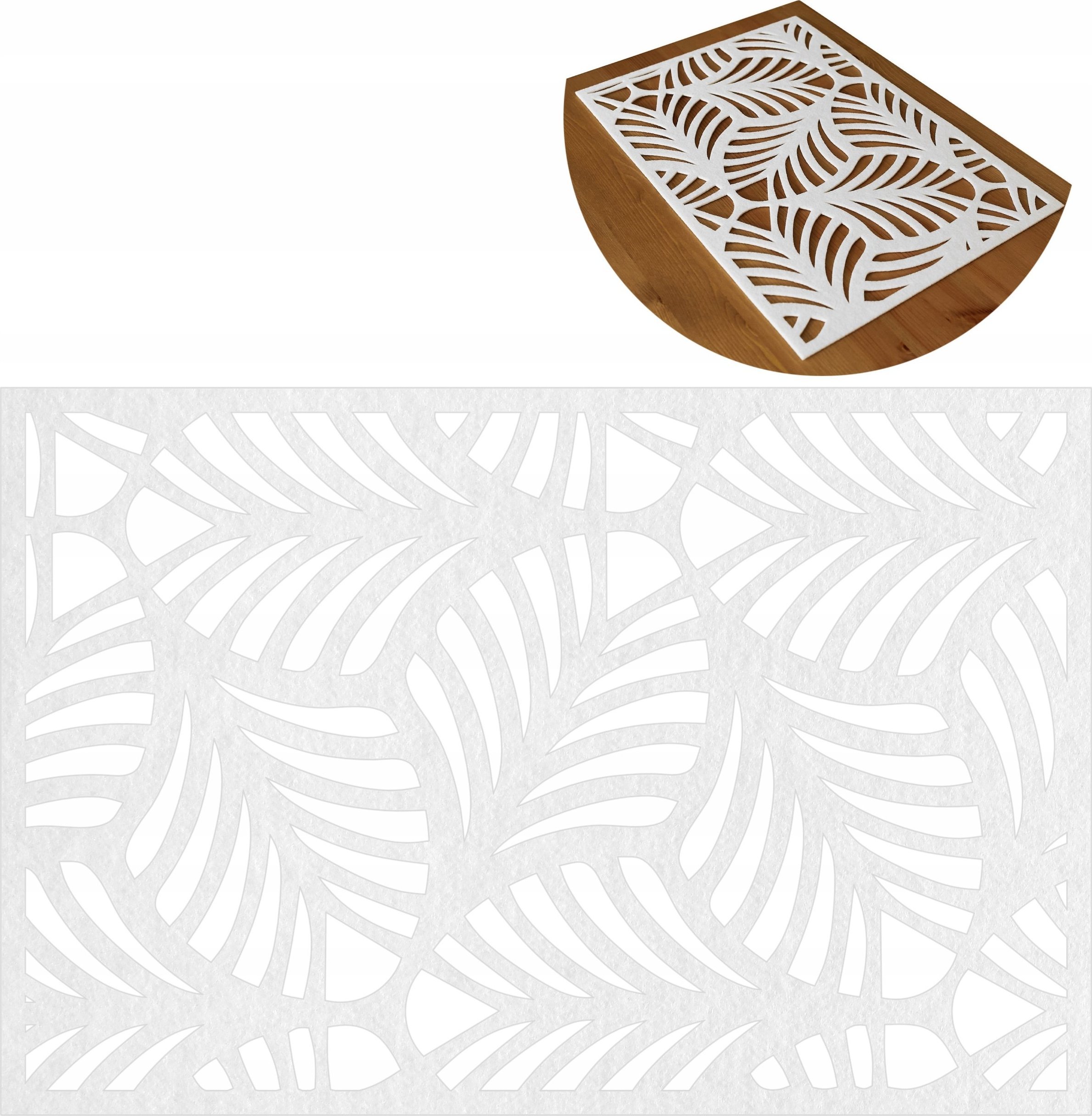 Techrebal PODKŁADKA NA STÓŁ POD TALERZ LIŚCIE BIAŁA 30X45 HQ