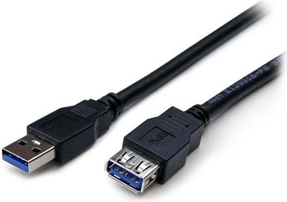 Kabel USB StarTech USB-A - USB-A 2 m Czarny (USB3SEXT2MBK)