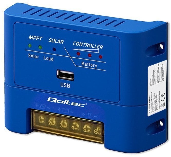 Solarny regulator ładowania MPPT 15A do zasilania odbiorników DC i ładowania akumulatorów 12V/24V | AGM | GEL | LiFePO4 Qoltec