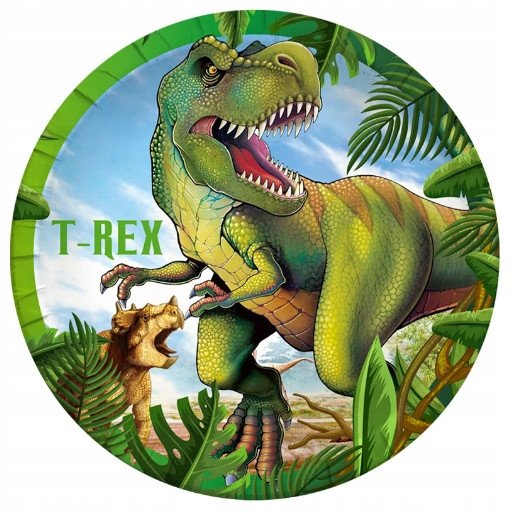 Talerzyki Jednorazowe Świat Dinozaurów Jurassic Papierowe Duże 23cm 10szt