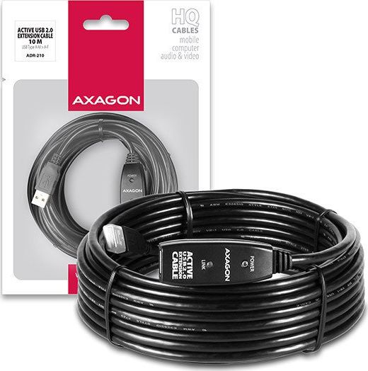 Kabel USB Axagon USB-A - USB-A 10 m Czarny (ADR-210)