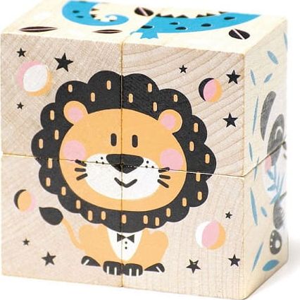 Cubika Klocki drewniane puzzle zwierzęta 18m+ Cubika