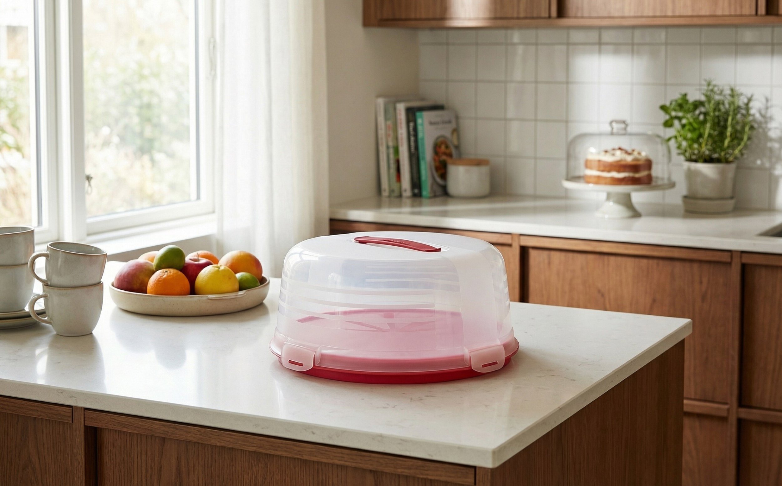 Pojemnik okrągły na ciasto 34,7 cm czerwony CURVER