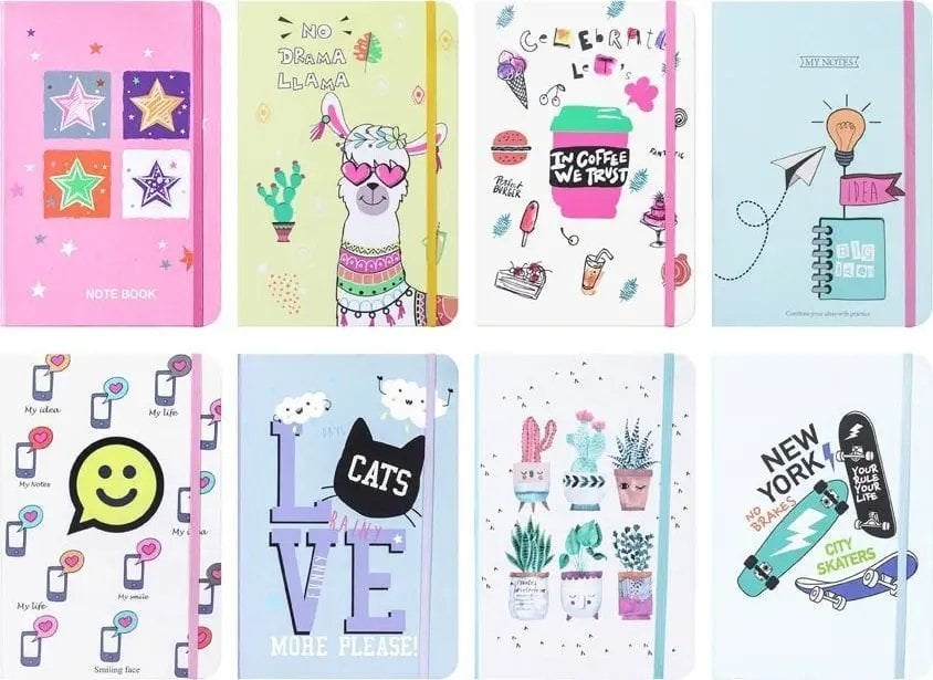 MFP paper brulion z gumką A6 96 kartek mix 3 7501157