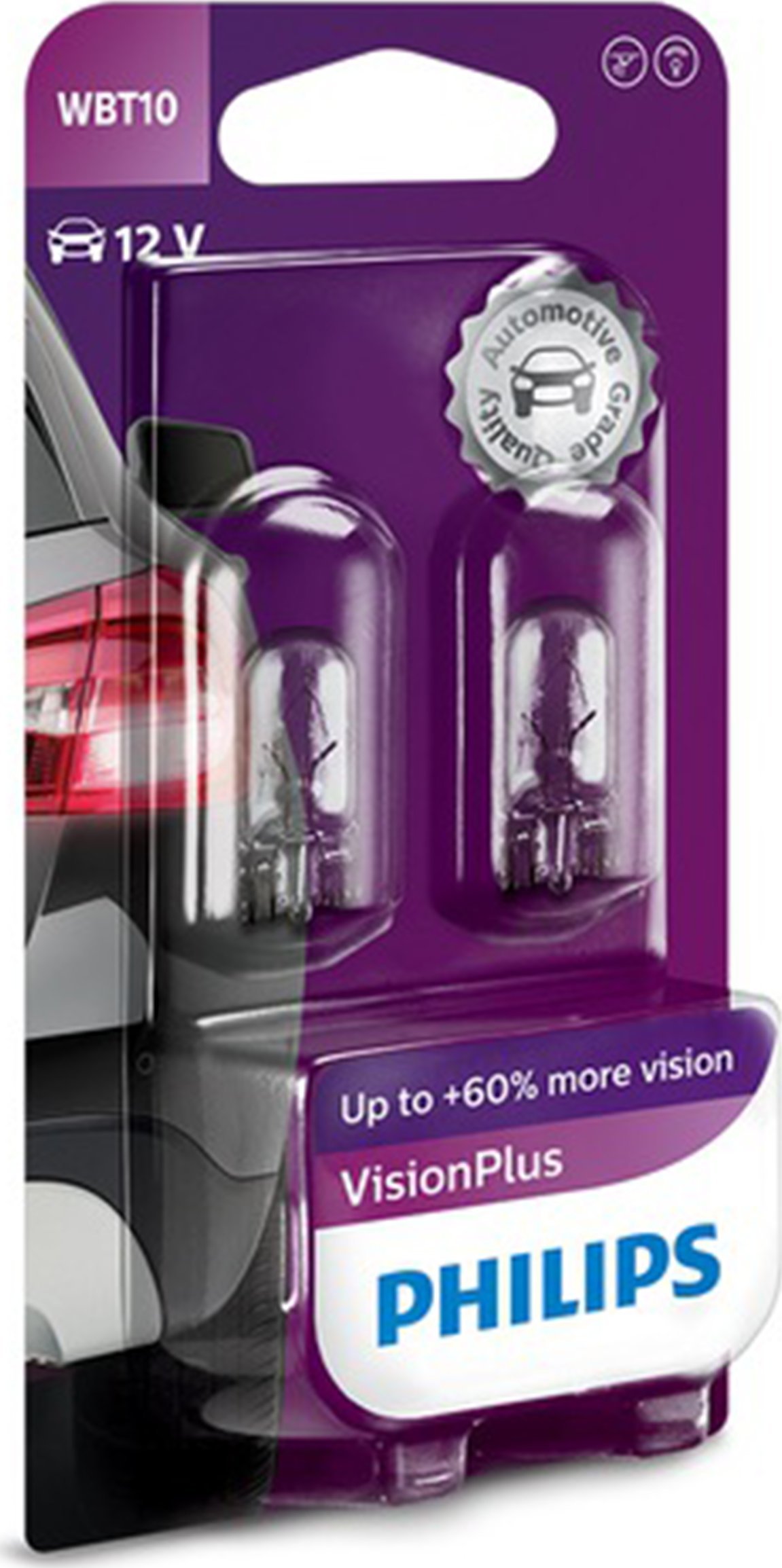 Philips ŻARÓWKA WBT10 12V/6W W2,1X9,5D PHILIPS VISIONPLUS BLISTER 2SZT