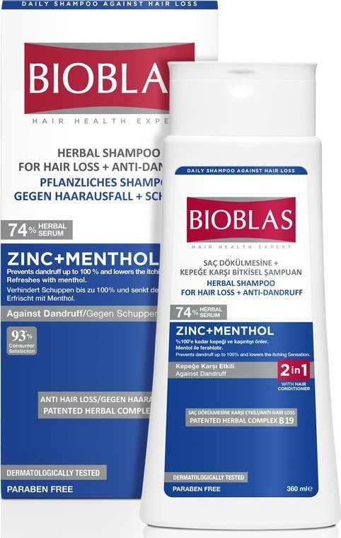 BIOBLAS szampon do włosów z cynkiem i mentolem przeciw wypadaniu 360ml