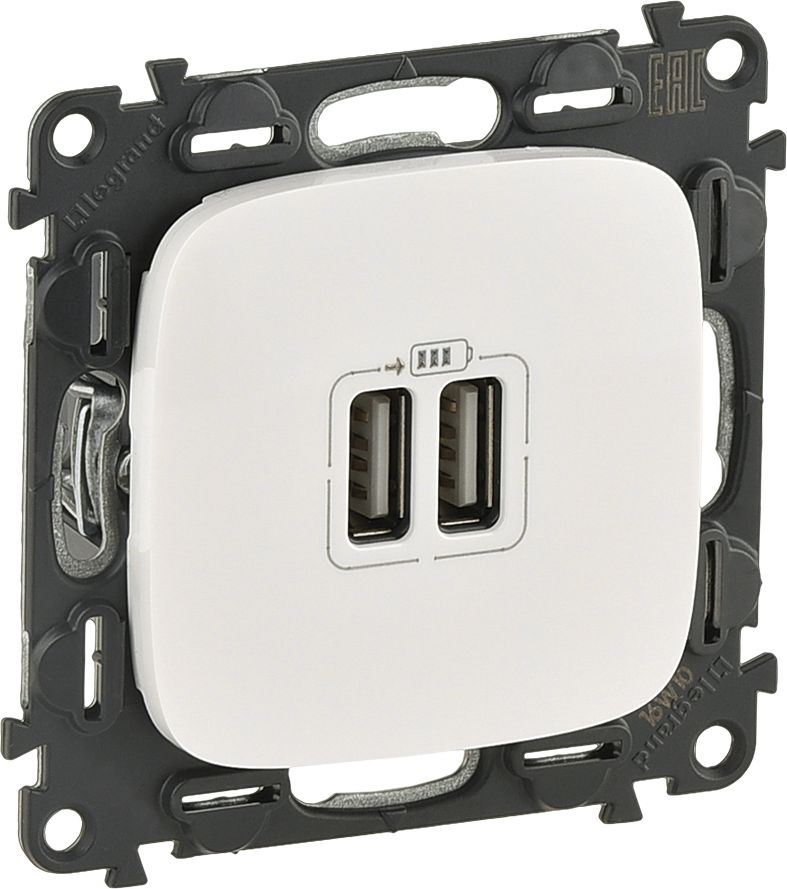 Legrand VALENA ALLURE Gniazdo ładowania usb podwójne białe (754995)