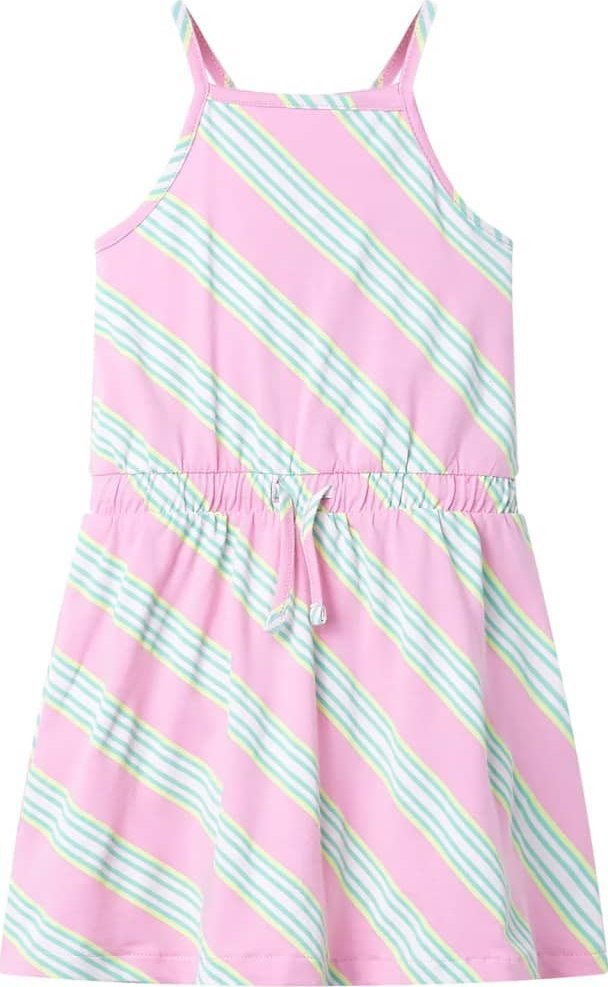 vidaXL Sukienka dziecięca na ramiączkach, ze sznurkiem ściągającym, róż, 92