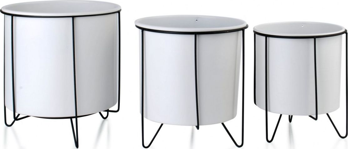 Lumarko Swen white&black kpl.3 osłonek na stojaku 21x23/18x20/16x19,5cm!