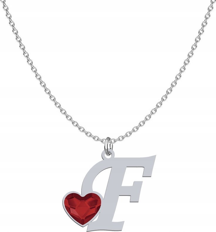 Radziszewska Jewellery Srebrny Naszyjnik LITERA F z sercem DEDYKACJA GRAT