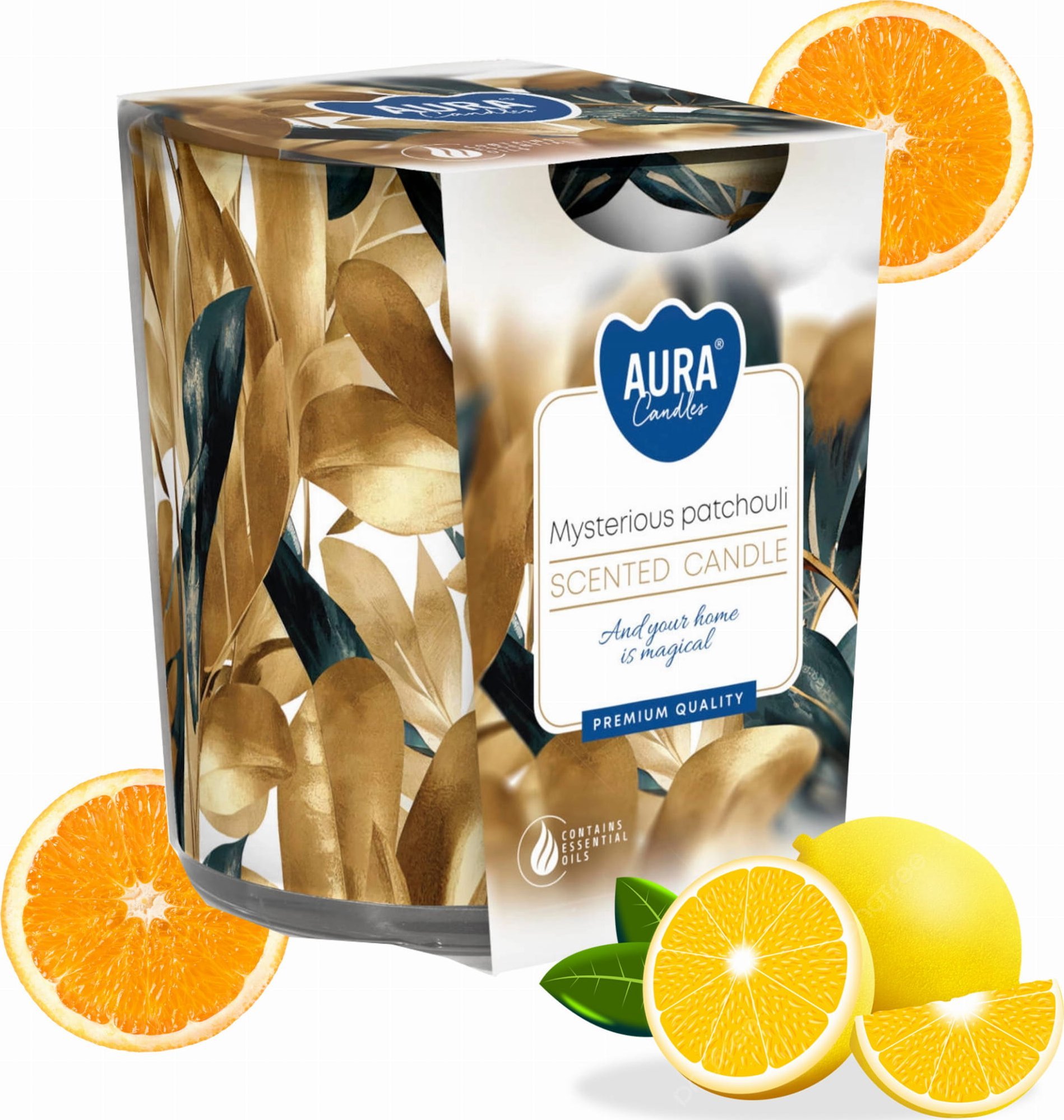 AURA Świeca Zapachowa TAJEMNICZA PACZULA 22h sn72s-55