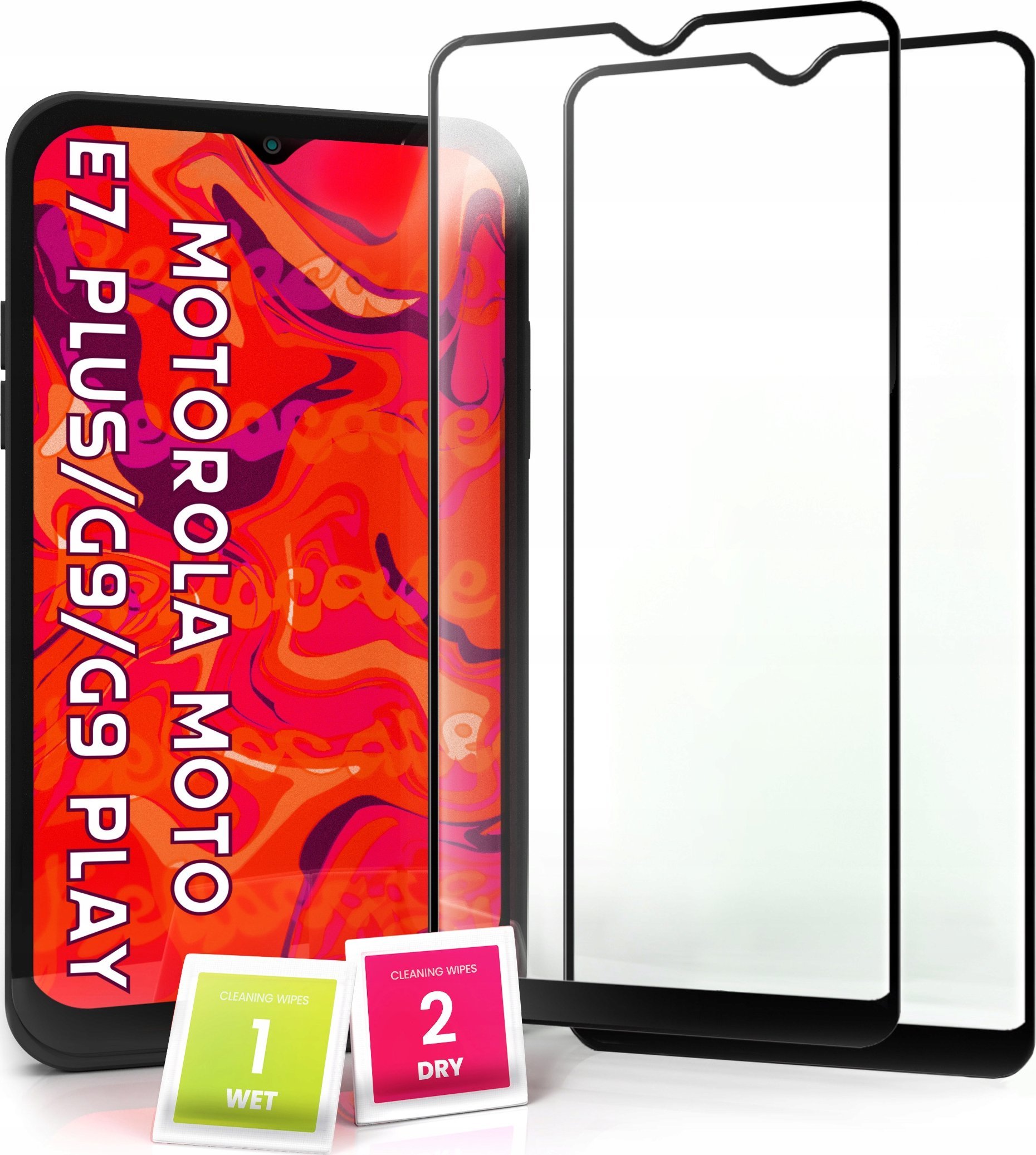 2-pak Szkło Hartowane do Motorola Moto E7 PLUS Ochronne Na cały ekran 5D 9H