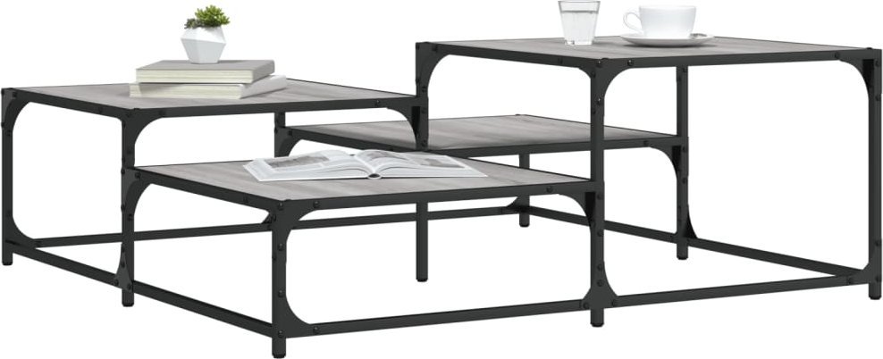 vidaXL Stolik kawowy, szary dąb sonoma, 107x107x40 cm