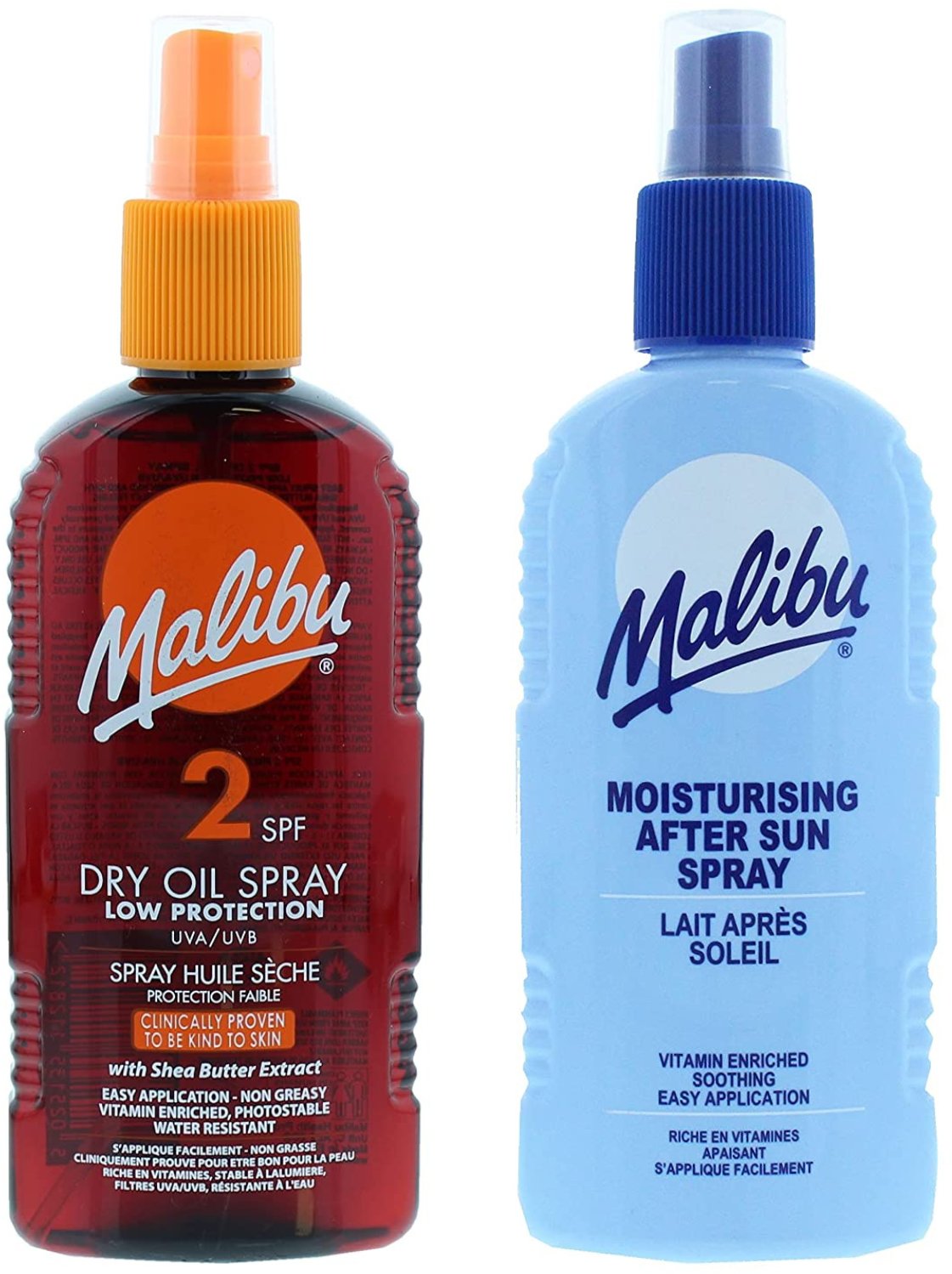 Malibu SPF2 Olejek Brązujący 200ml + Balsam W Sprayu Po Opalaniu 200ml