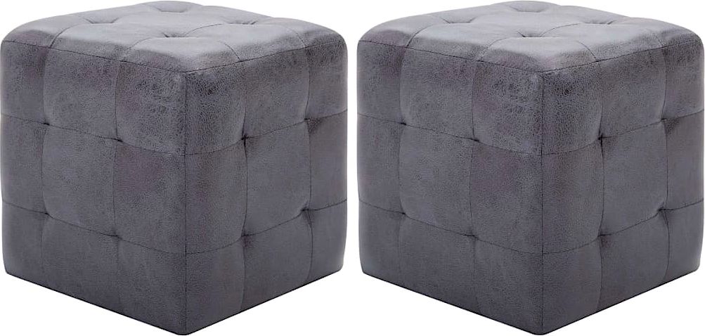 Elior Komplet dwóch szarych puf - Zauri 3X