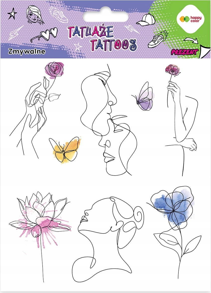 BaByliss Tatuaże zmywalne Llineart + Aquarella HAPPY COLOR