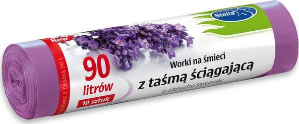 Staples Worki na śmieci stella lawendowe 90l z taśmą ściągającą 10/p