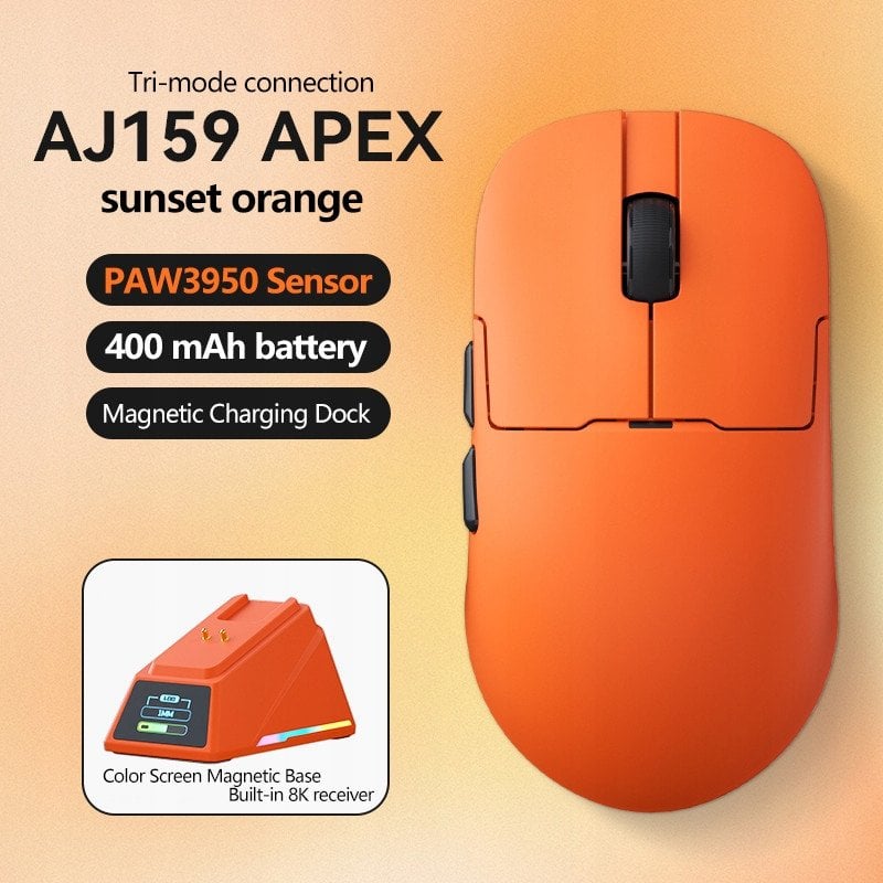Mysz bezprzewodowa AJ159 APEX-3 Model-Orange-3950-8K Charging Dock
