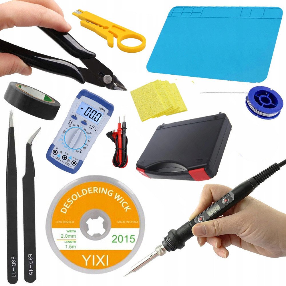 LUTOWNICA KOLBOWA WYŚWIETLACZ CYNA PLECIONKA PĘSET MIERNIK ŚCIĄGACZ WALIZKA