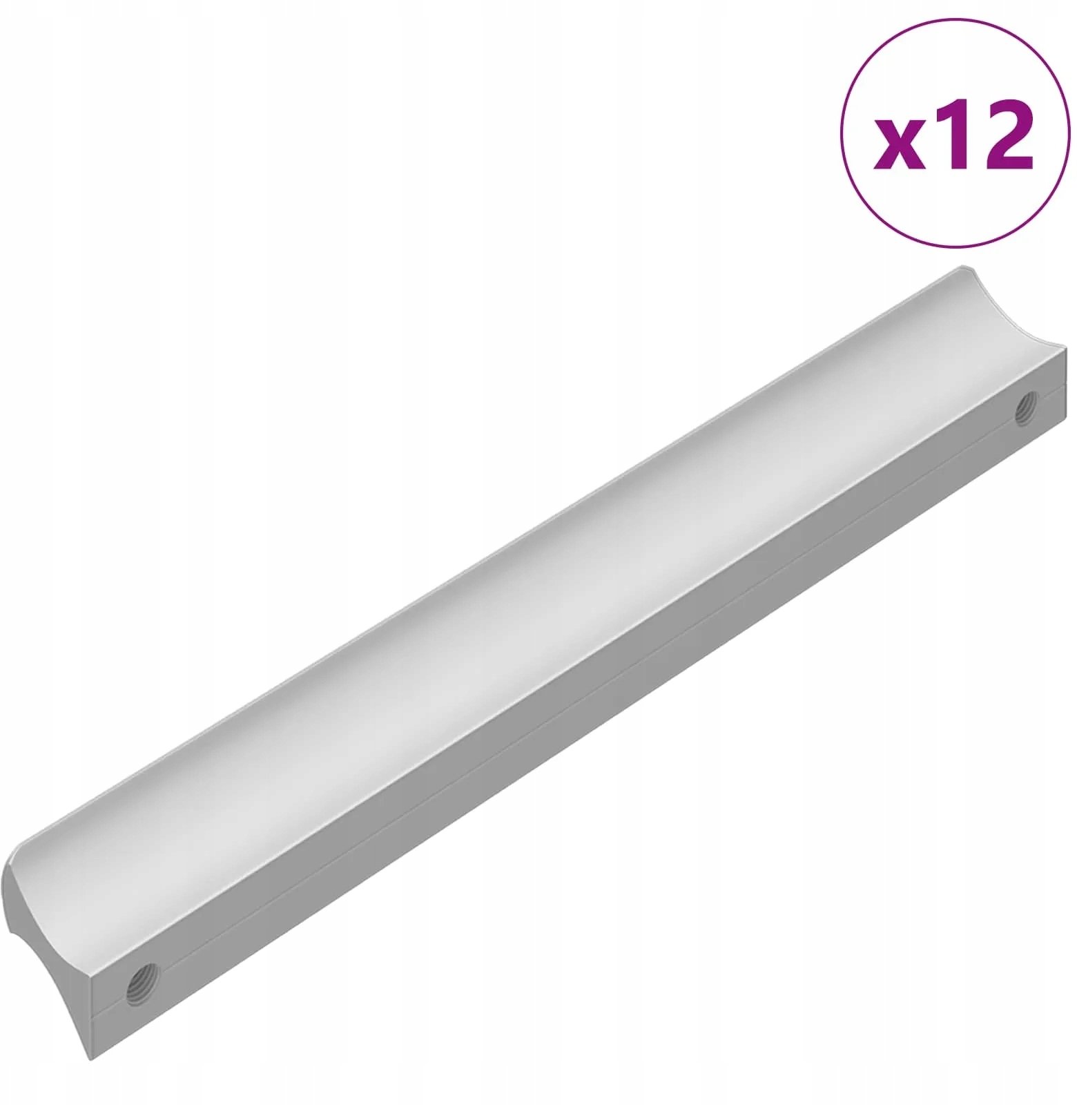 vidaXL Uchwyt Gładki 12 pcs Srebrny 105.7 x 7.4 x 15.5 mm Aluminium