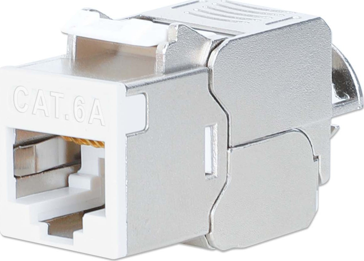 Intellinet Network Solutions INTELLINET Cat6a 10G Slimline Keystone-Modul STP werkzeuglos mit Rastclip f�r Massivdraht vergoldete Kontakte Metallgeh�u