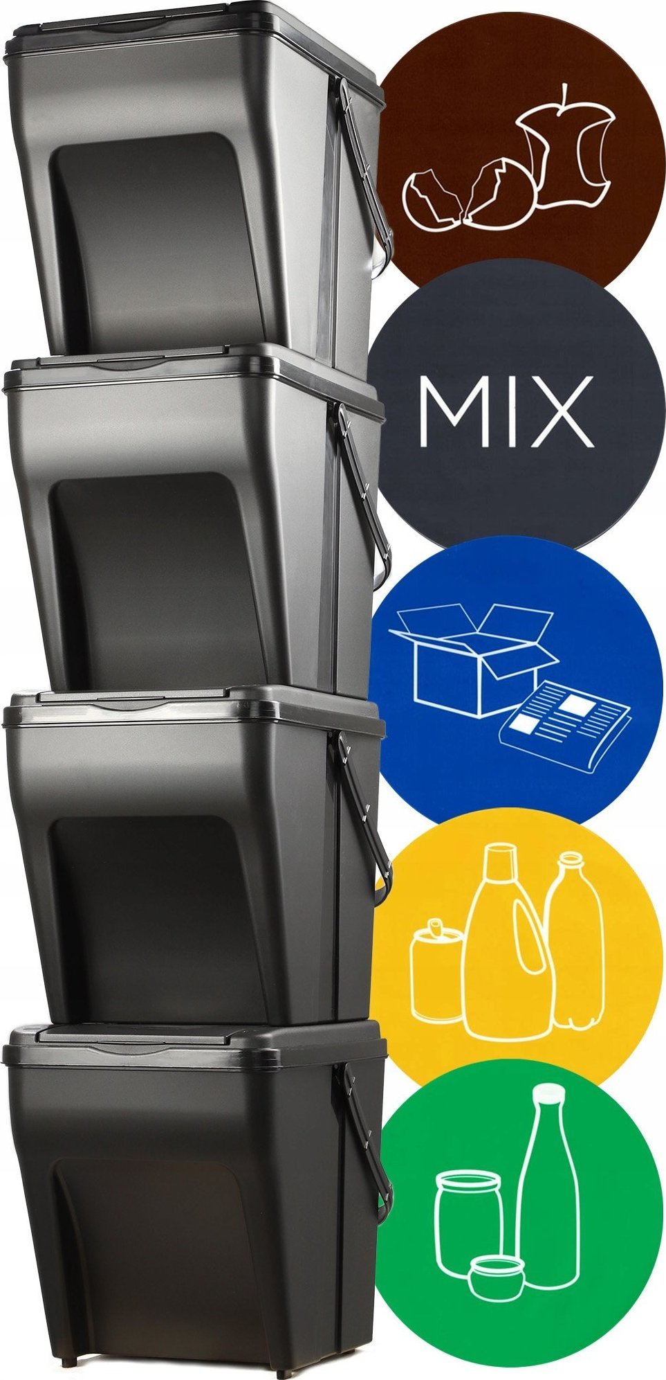 Kosz na śmieci Kadax do segregacji czarny