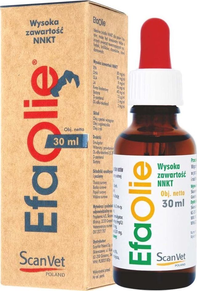 ScanVet EFA Olie 30ml Naturalny preparat wspomagający leczenie chorób skóry
