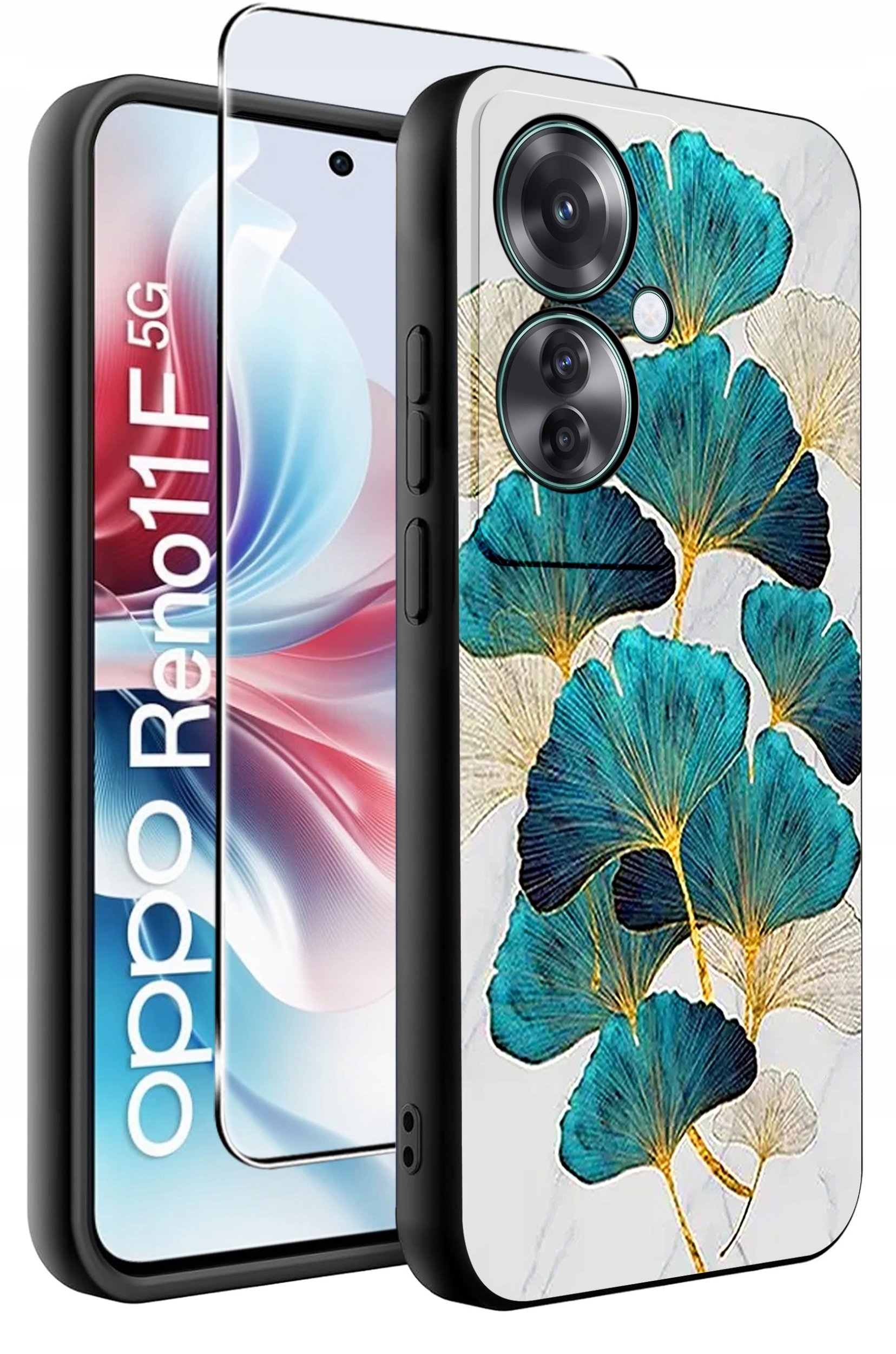 ETUI do Oppo Reno11 F 5G WZORY | SILIKONOWE MATT CASE + SZKŁO HARTOWANE 9H